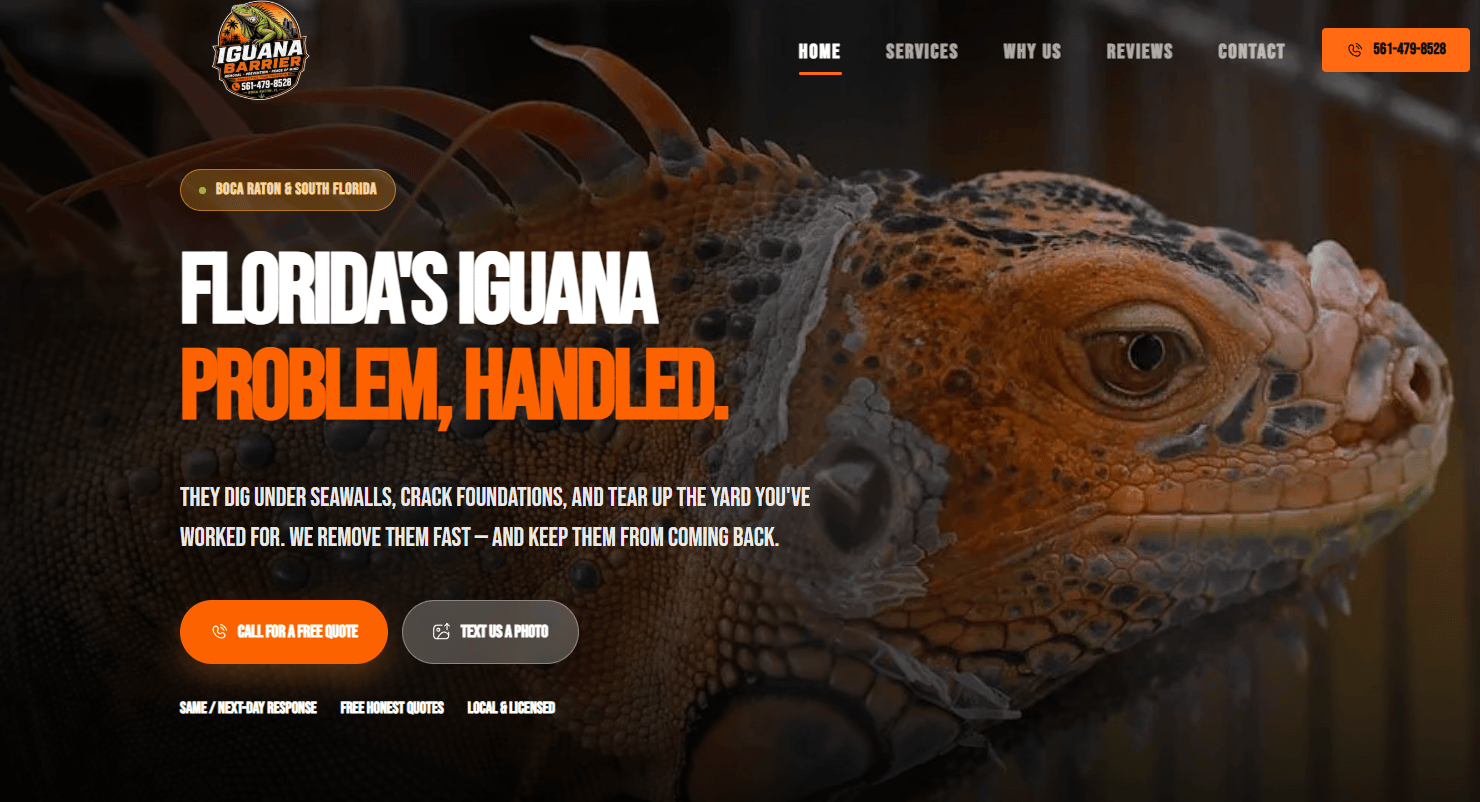 Iguana Barrier website screenshot