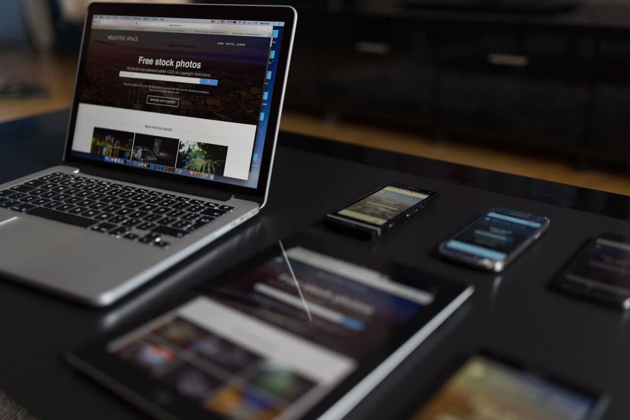 Responsive website layout displayed across devices